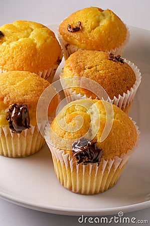 Muffings with hazelnut cream Stock Photo