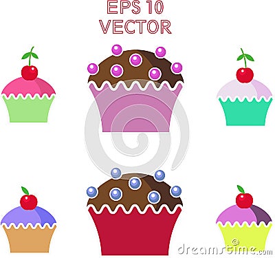 Muffins cakes sweets confectionary Vector Illustration