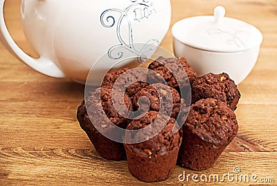 Muffins and dishes Stock Photo