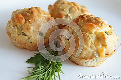 Muffins with ham and cheese Stock Photo