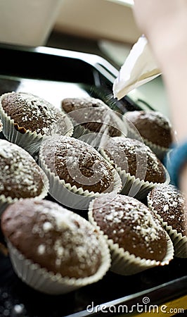 Muffins sprinkled sugar Stock Photo