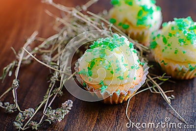 Muffins with thyme Stock Photo