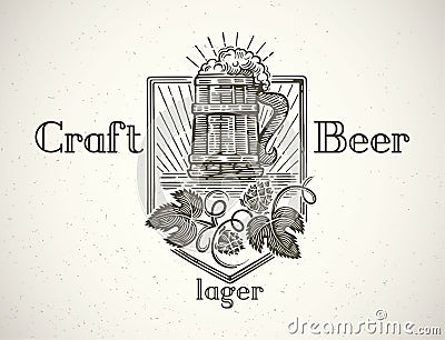 Mug of beer in a graphic style. Vector Illustration