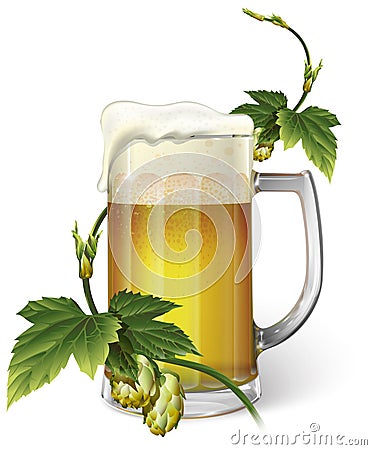 Beer mug, hops, vector Vector Illustration