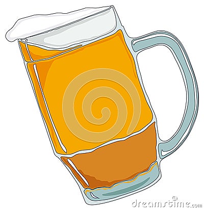 Mug of beer. Isolated on white. Vector Illustration
