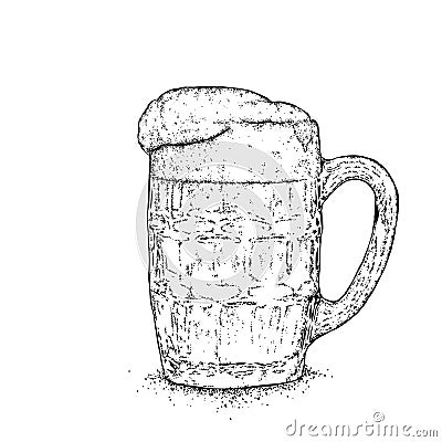 Mug with beer. Vector illustration for a card or poster. Print on clothes. Alcoholic beverage. Vector Illustration