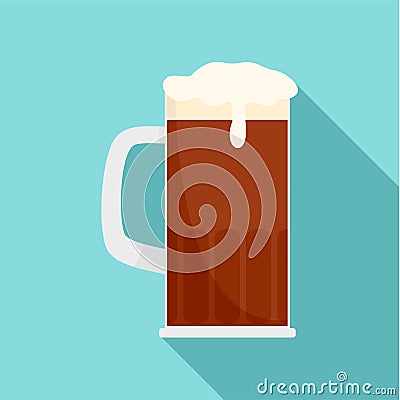 Mug of brown beer icon, flat style Vector Illustration