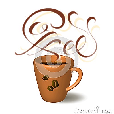 Mug of coffee. Lettering. Coffe Break. Vector illustration Stock Photo