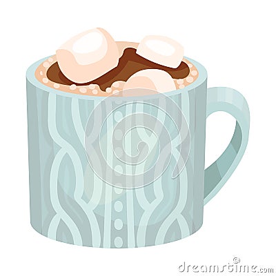 Mug of coffee with marshmallows. Vector illustration on a white background. Vector Illustration