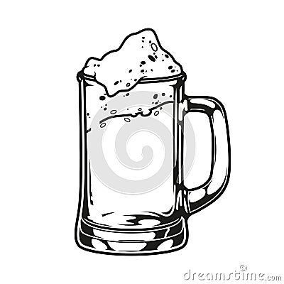 Mug of foamy beer concept Cartoon Illustration