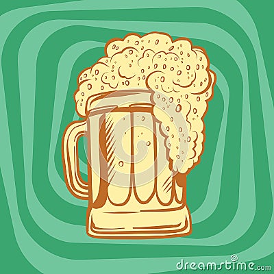 Mug of foamy beer Vector Illustration