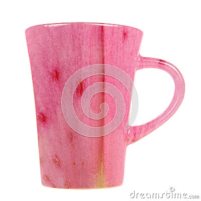 Mug with Pink Flower Petal Print Isolated on White Background Stock Photo