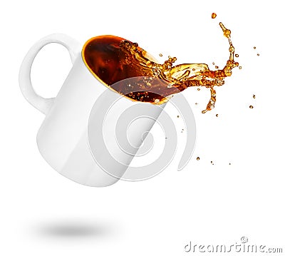 Mug of spilling coffee Stock Photo