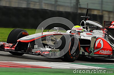 MUGELLO, ITALY - MAY 2012: Oliver Turvey of McLaren F1 team races during Formula One Teams Test Days at Mugello Circuit on May, 20 Editorial Stock Photo