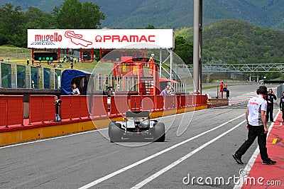 MUGELLO, ITALY - MAY 2012: Oliver Turvey of McLaren F1 team races during Formula One Teams Test Days at Mugello Circuit. Editorial Stock Photo