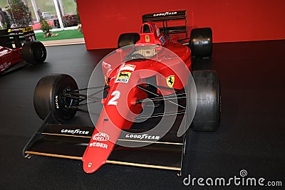 MUGELLO, IT, October, 2017: Ferrari F1 90 1990 of Alain Prost and Nigel Mansell at Paddock Show of Ferrari Anniversary 1947-2017 i Editorial Stock Photo