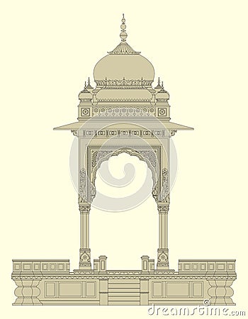 Domed Pavilion India, Company School the Metropolitan Museum vector illustration. Vector Illustration