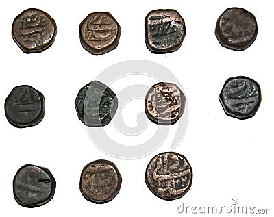 Mughal Emperor Jahangir Copper Coins Reverse Stock Photo