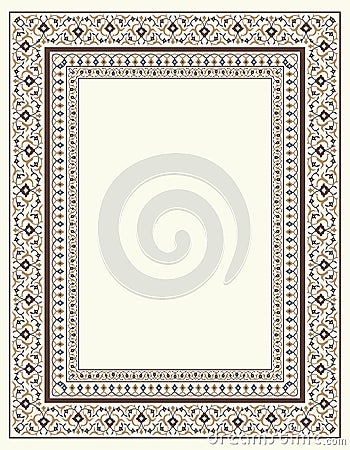 Traditional Mughal Motif Frame, Border Vector Art for Your Picture, Wallpaper Background. Vector Illustration