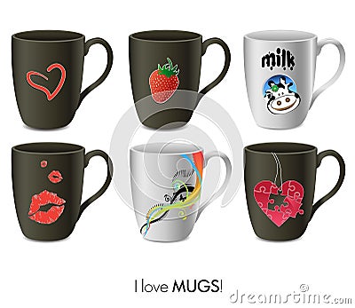 Mugs collection Vector Illustration