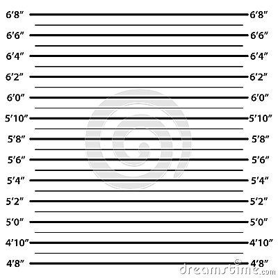 Mugshot poster with scale ft, feet. Crime suspect Vector Illustration