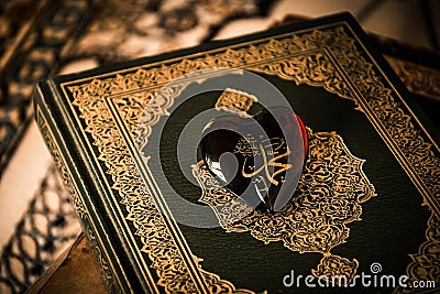 Muhammad prophet of Islam symbol koran background Stock Photo