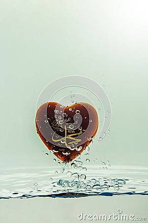 `muhammad ` prophet of Islam symbol Water splash with bubbles of air, on the white background Stock Photo
