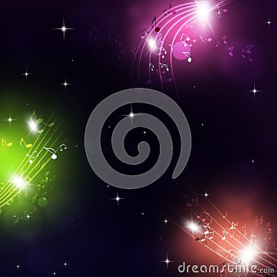 Muisc Notes Bright Magic Background Stock Photo