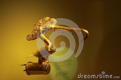 Muisca civilization artwork in Museum of Gold in Bogota Colombia Editorial Stock Photo