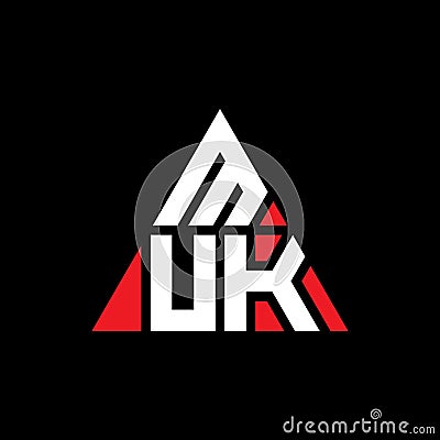 MUK triangle letter logo design with triangle shape. MUK triangle logo design monogram. MUK triangle vector logo template with red Vector Illustration