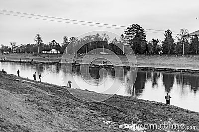 Mukachevo city, Ukraine, 2023. City fishing Stock Photo