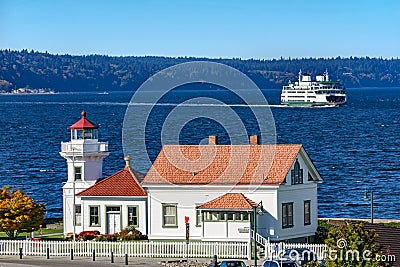 Mukilteo Lighthouse Whidbey Island Ferry Puget Sound Washington Editorial Stock Photo