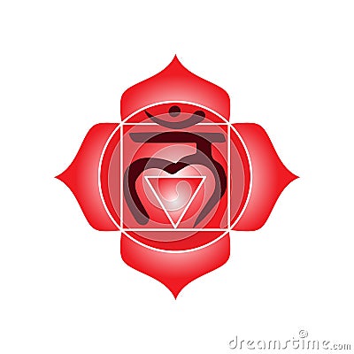 Muladhara chakra icon symbol esoteric yoga indian buddhism hindu Vector Illustration