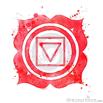 Muladhara chakra symbol. Cartoon Illustration