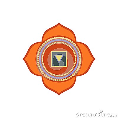 Muladhara.Root or base chakra.First Chakra symbol of human. Vector illustration isolated on white background Cartoon Illustration