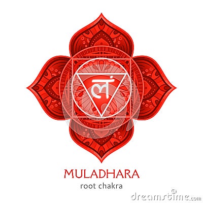 Muladhara, root chakra symbol. Colorful mandala. Vector illustration Vector Illustration