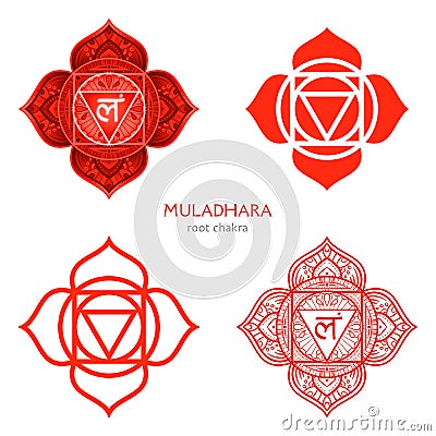 Muladhara, root chakra symbol. Colorful mandala. Vector illustration Vector Illustration