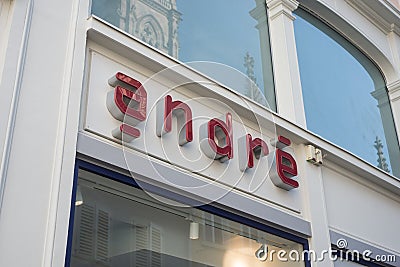 Andre sign on store front , Andre is the famous chain of shoes store Editorial Stock Photo