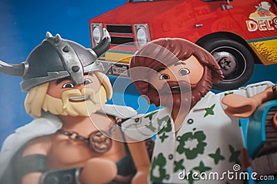 Playmobil figurines in toys catalog Editorial Stock Photo