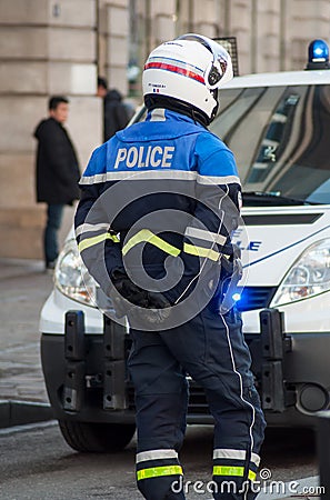 Biker of the national police making the traffic Editorial Stock Photo