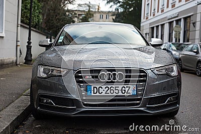 Front view of grey audi S5 parked in the street Editorial Stock Photo