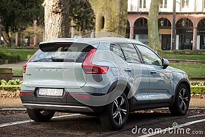 Rear view of grey Volvo XC 40 parked in the street Editorial Stock Photo