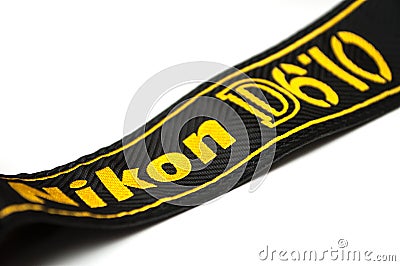 Nikon D610 reflex Full Frame strap on white background Editorial Stock Photo