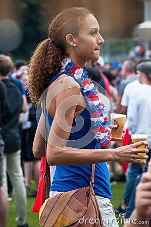 French pretty supporter of football Editorial Stock Photo