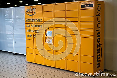 Amazon locker machine at the supermarket gallery Editorial Stock Photo