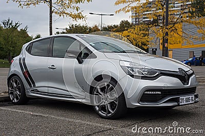 Front view Grey Renault Clio RS of parked in the street Editorial Stock Photo