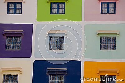 Muliti coloured house in Agadir Stock Photo