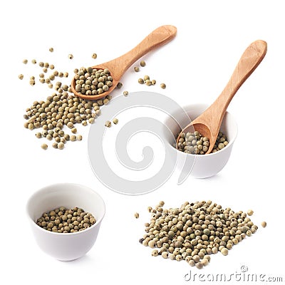 Mulitple green peppercorn compositions Stock Photo