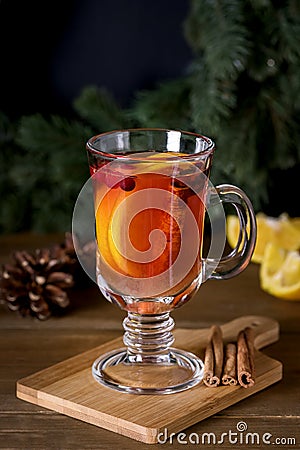 Mulled Cider with Added Spices and Citrus Delicious and Warming Hot Drink Winter Christmas Holidays Drink Vertical Stock Photo