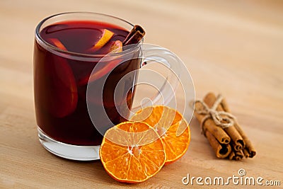 Mulled wine with cinnamon Stock Photo